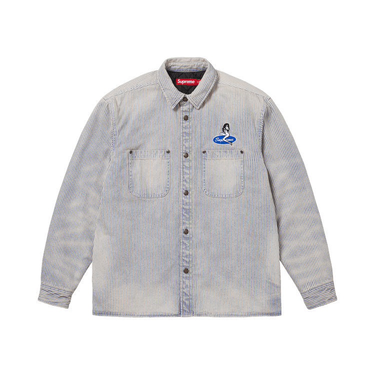 Supreme Quilted Lined Denim Snap Shirt Stripe
