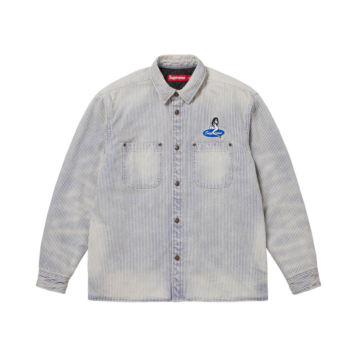 Supreme Quilted Lined Denim Snap Shirt Stripe