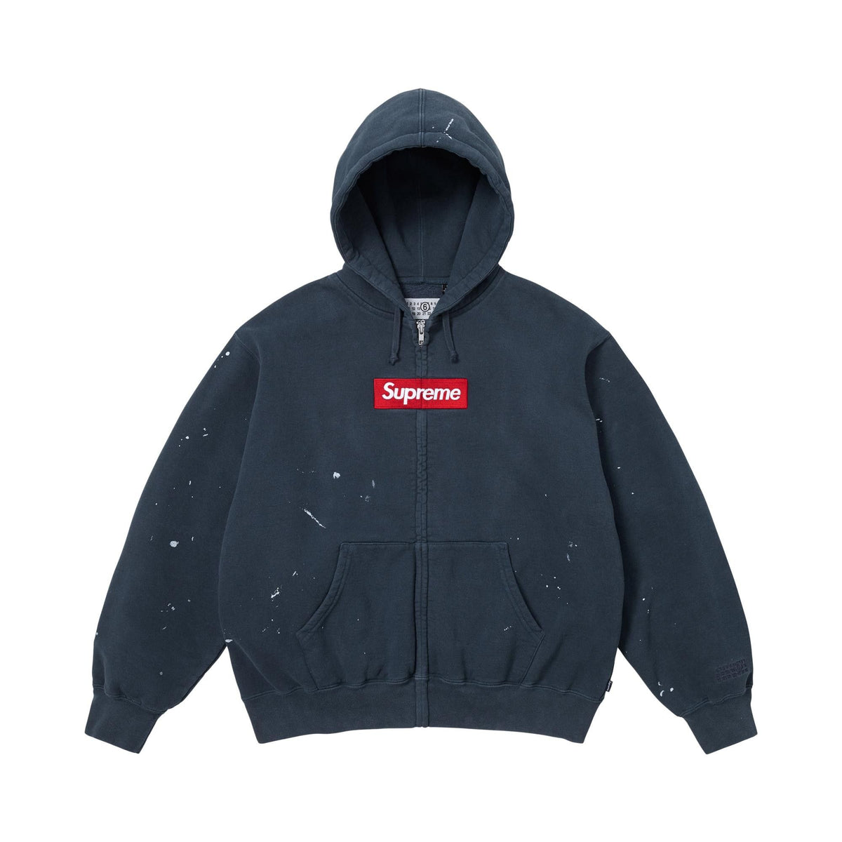 Supreme x MM6 Maison Margiela Box Logo Zip Up Hooded Sweatshirt Navy