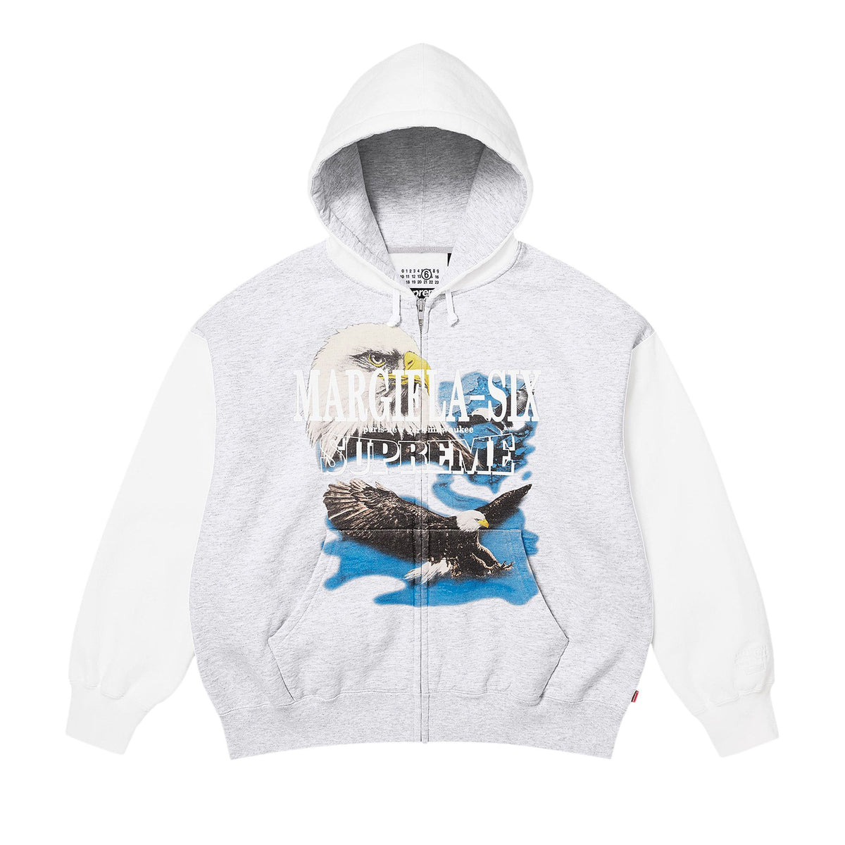 Supreme x MM6 Maison Margiela Eagle Zip Up Hooded Sweatshirt Ash Grey