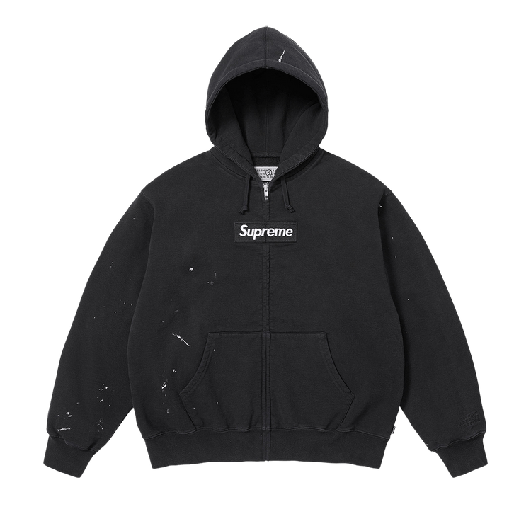 Supreme x MM6 Maison Margiela Box Logo Zip Up Hooded Sweatshirt Black