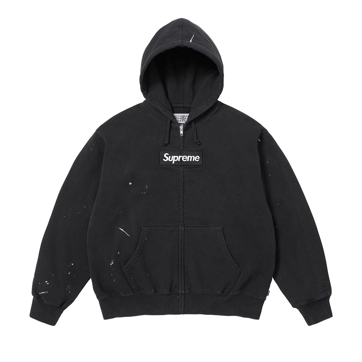Supreme x MM6 Maison Margiela Box Logo Zip Up Hooded Sweatshirt Black
