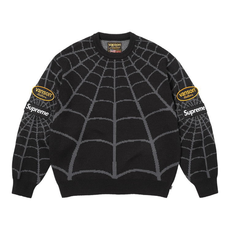 Supreme x Vanson Leathers Spider-Man Sweater Black