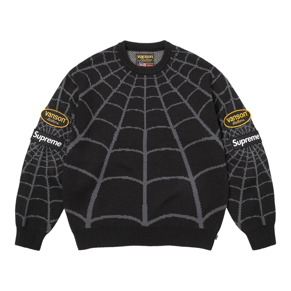 Supreme x Vanson Leathers Spider-Man Sweater Black