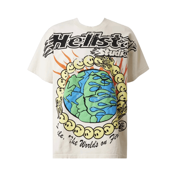 Hellstar Globe Smiley Face T-Shirt White