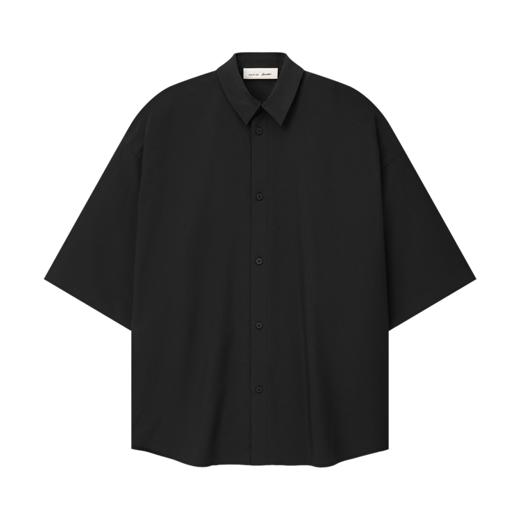 Fear of God Essentials Silk Blend 3/4 Sleeve Button Up Shirt Vintage Black (SS26)