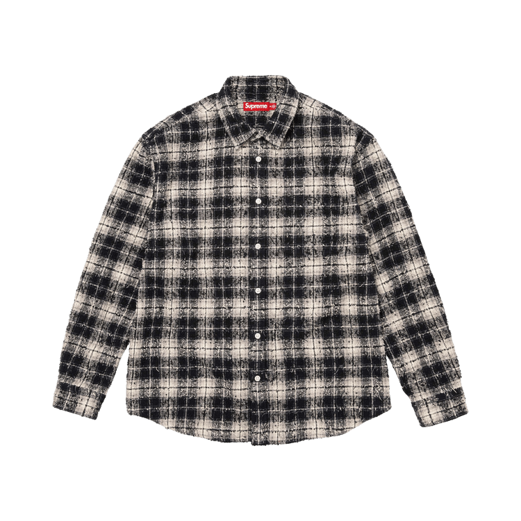 Supreme Frayed Textured Plaid Shirt Black