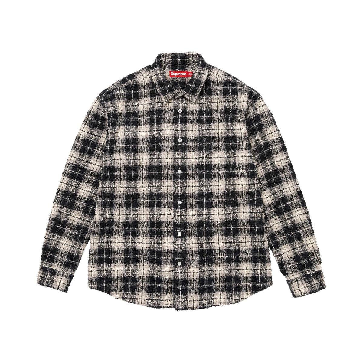 Supreme Frayed Textured Plaid Shirt Black