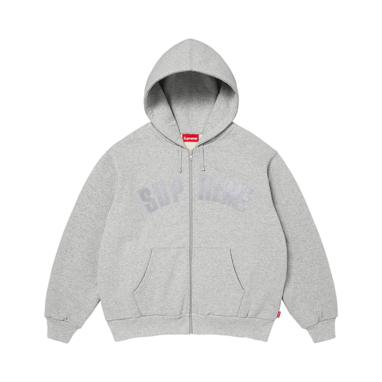 Supreme Arc Thermal Lined Zip Up Hooded Sweatshirt Heather Grey