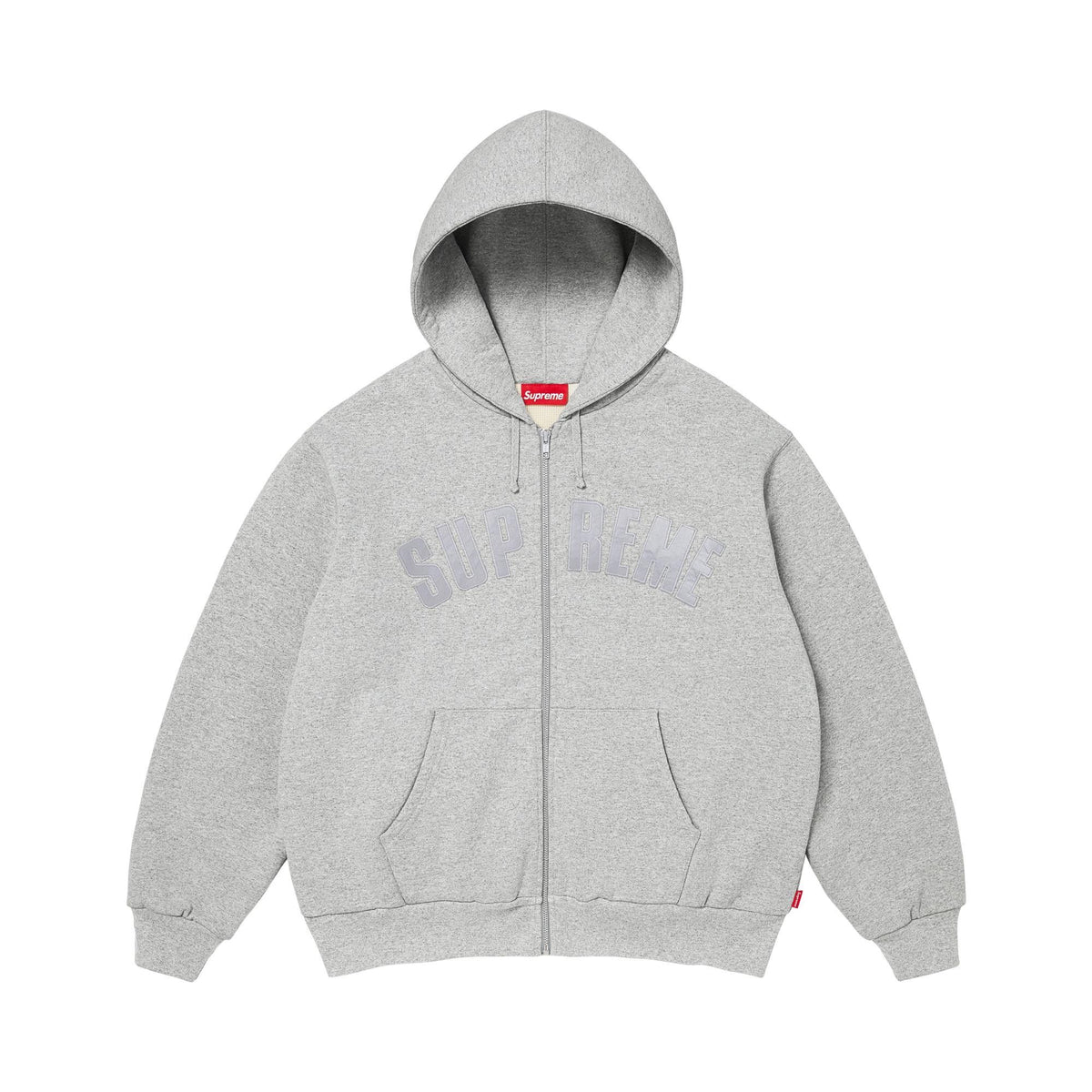 Supreme Arc Thermal Lined Zip Up Hooded Sweatshirt Heather Grey