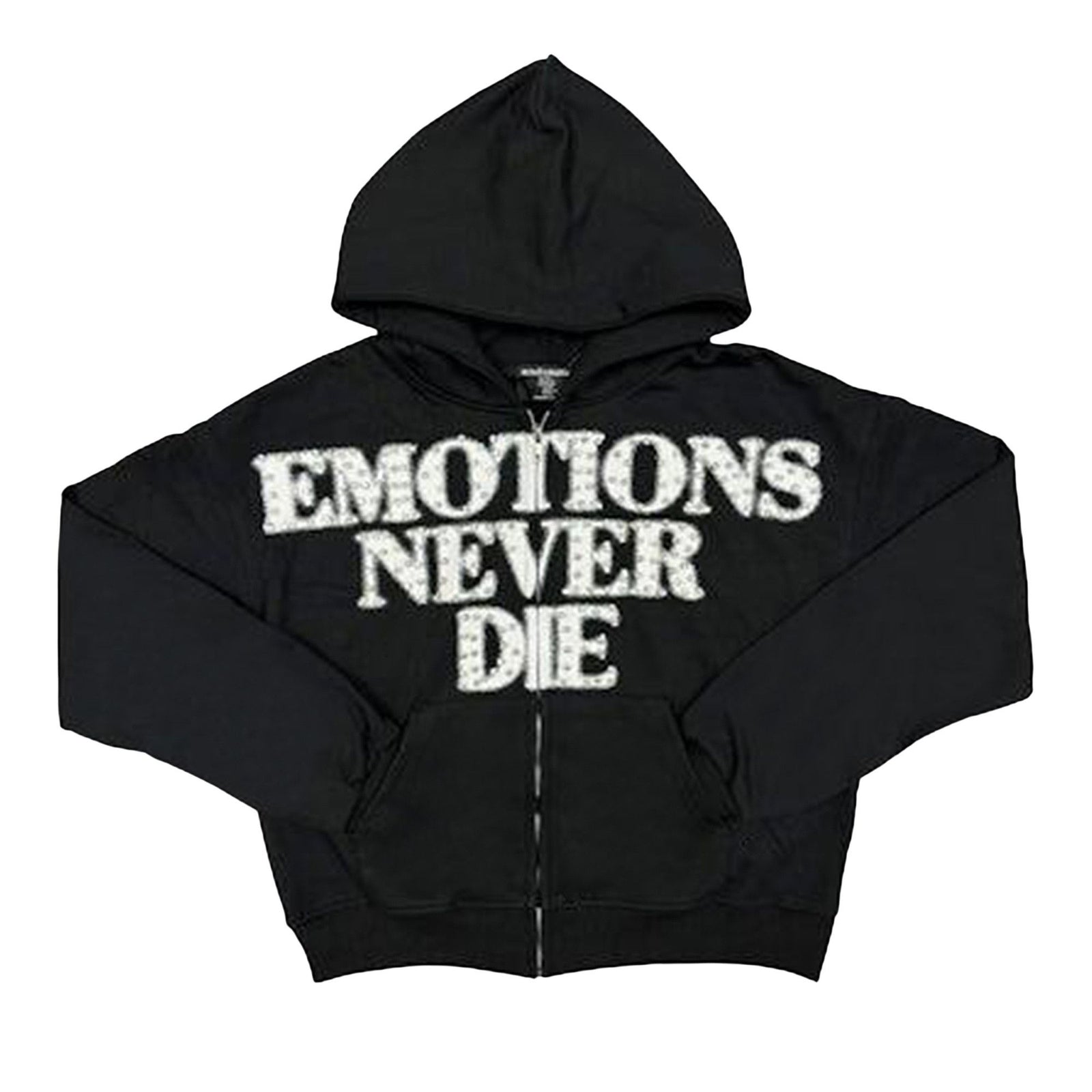 Mixed Emotions End Rhinestone Hoodie Black front