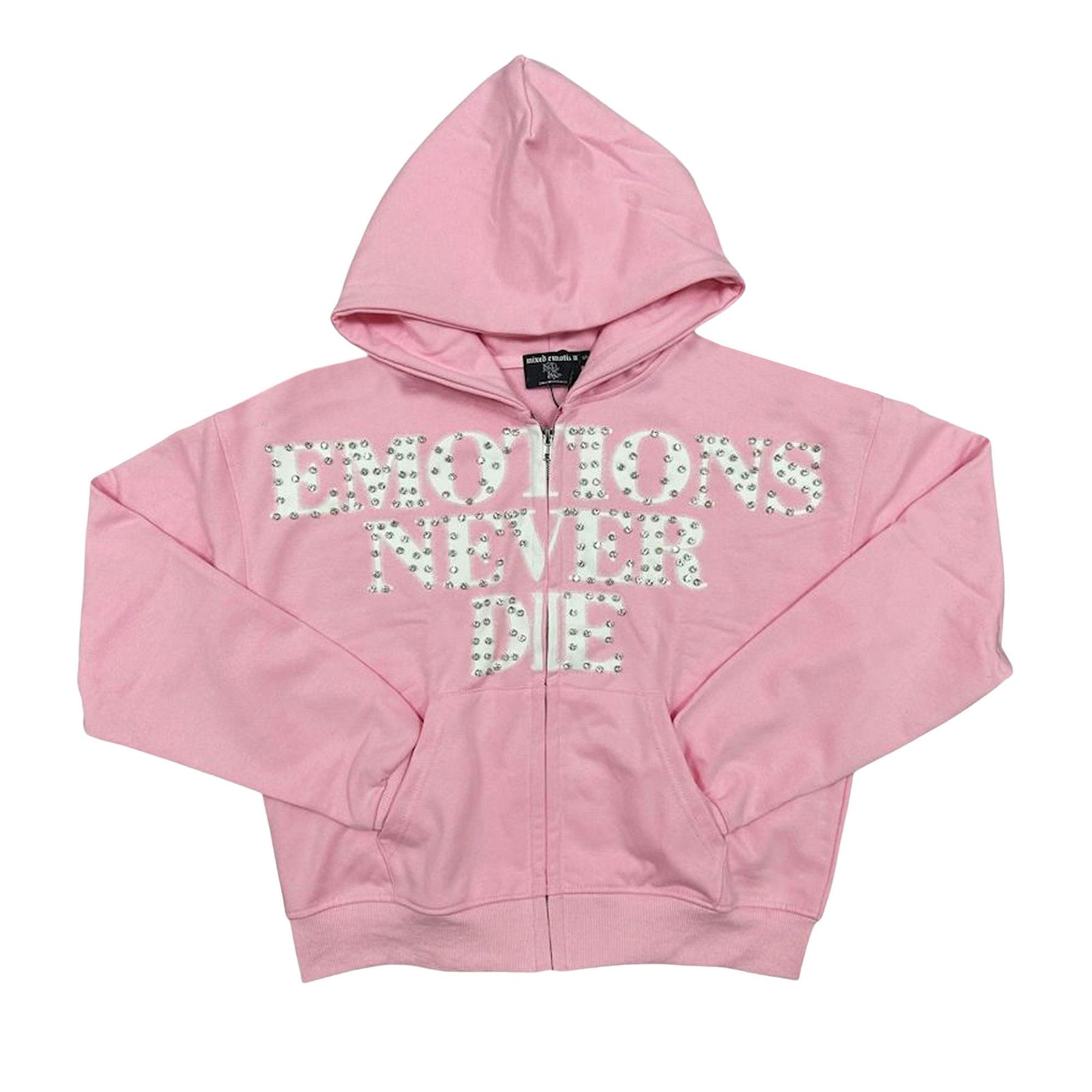 Mixed Emotions End Hoodie Pink front