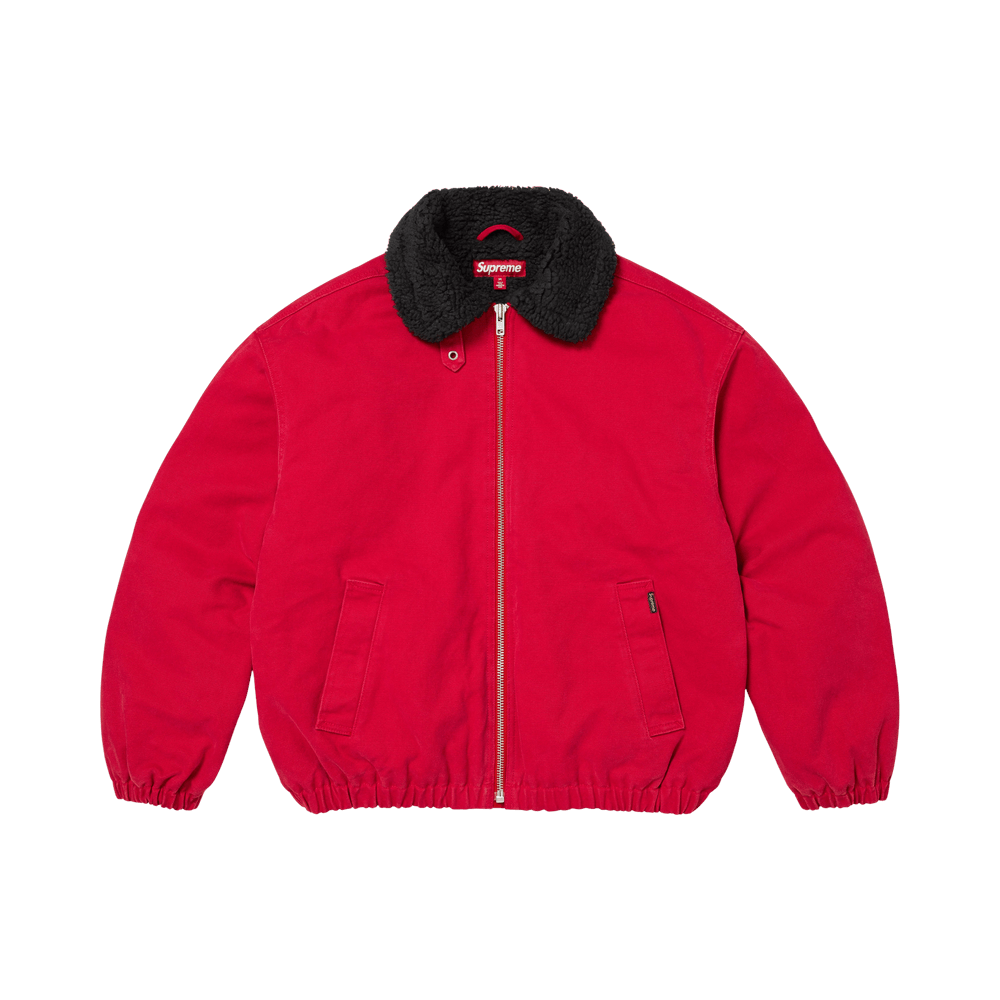 Supreme Faux Shearling Lined Bomber Jacket Red