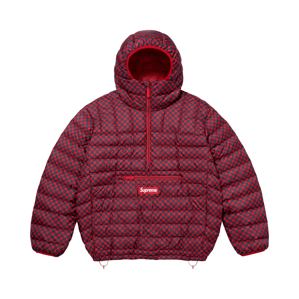 Supreme Micro Down Half Zip Hooded Pullover (FW26) Red Checkerboard