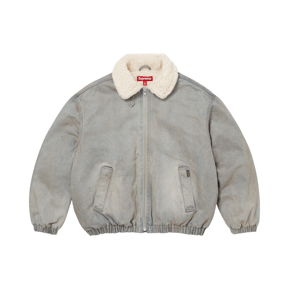 Supreme Faux Shearling Lined Bomber Jacket Washed Grey