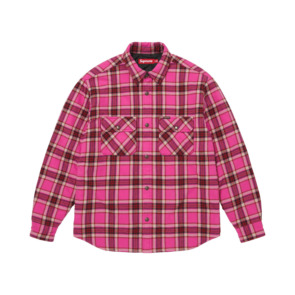 Supreme Quilted Lined Flannel Snap Shirt Pink