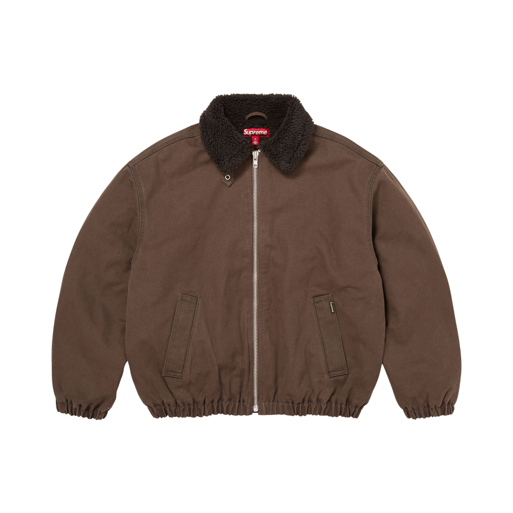 Supreme Faux Shearling Lined Bomber Jacket Brown