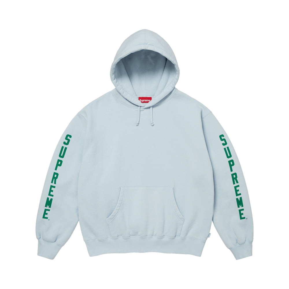Supreme Washed Logo Hooded Sweatshirt Light Blue