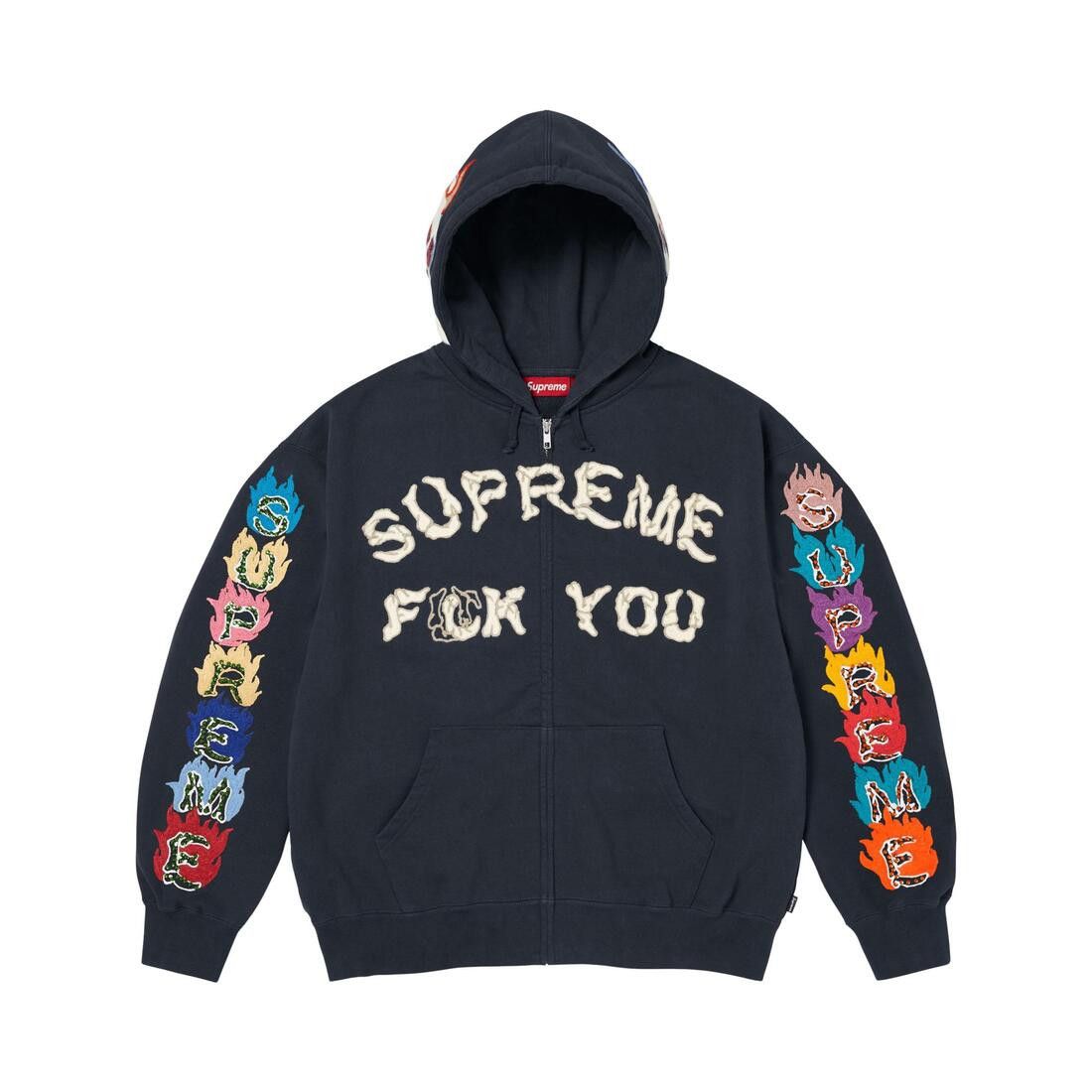 Supreme Fuck You Zip Up Hooded Sweatshirt Navy