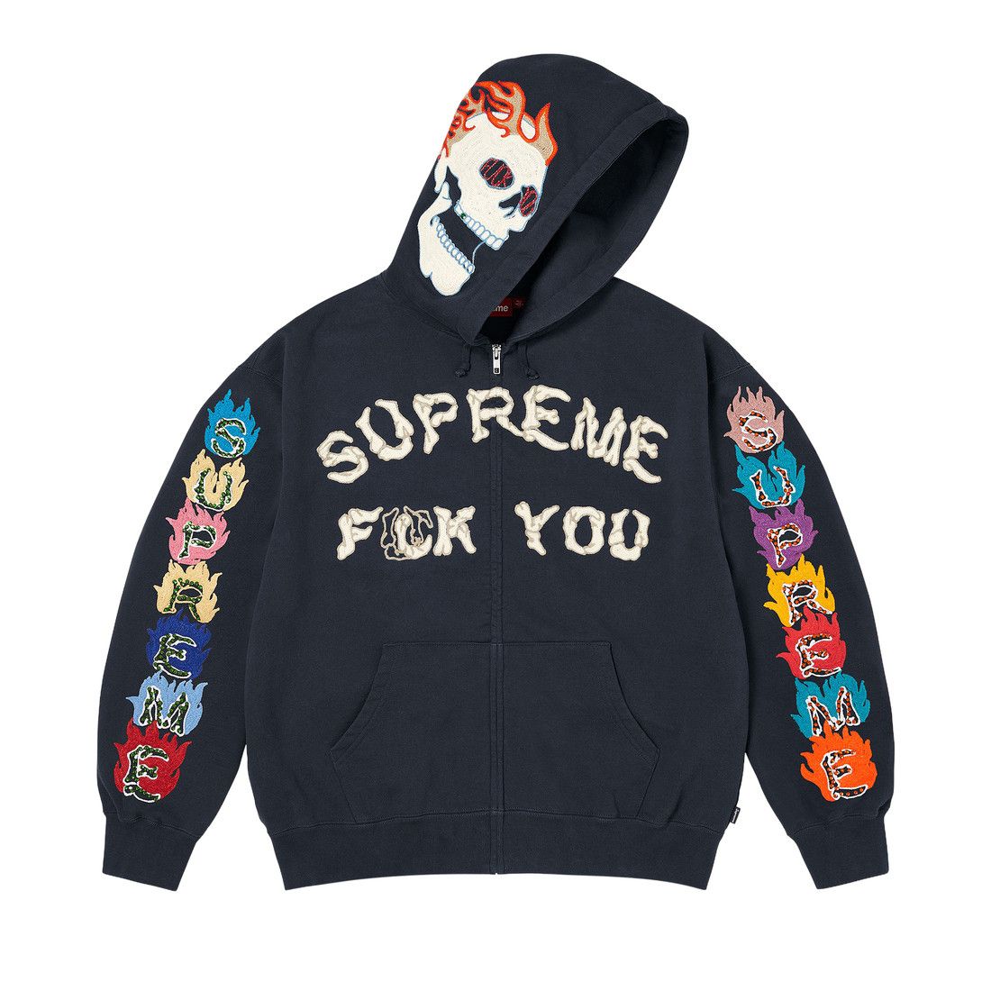 Supreme Fuck You Zip Up Hooded Sweatshirt Navy