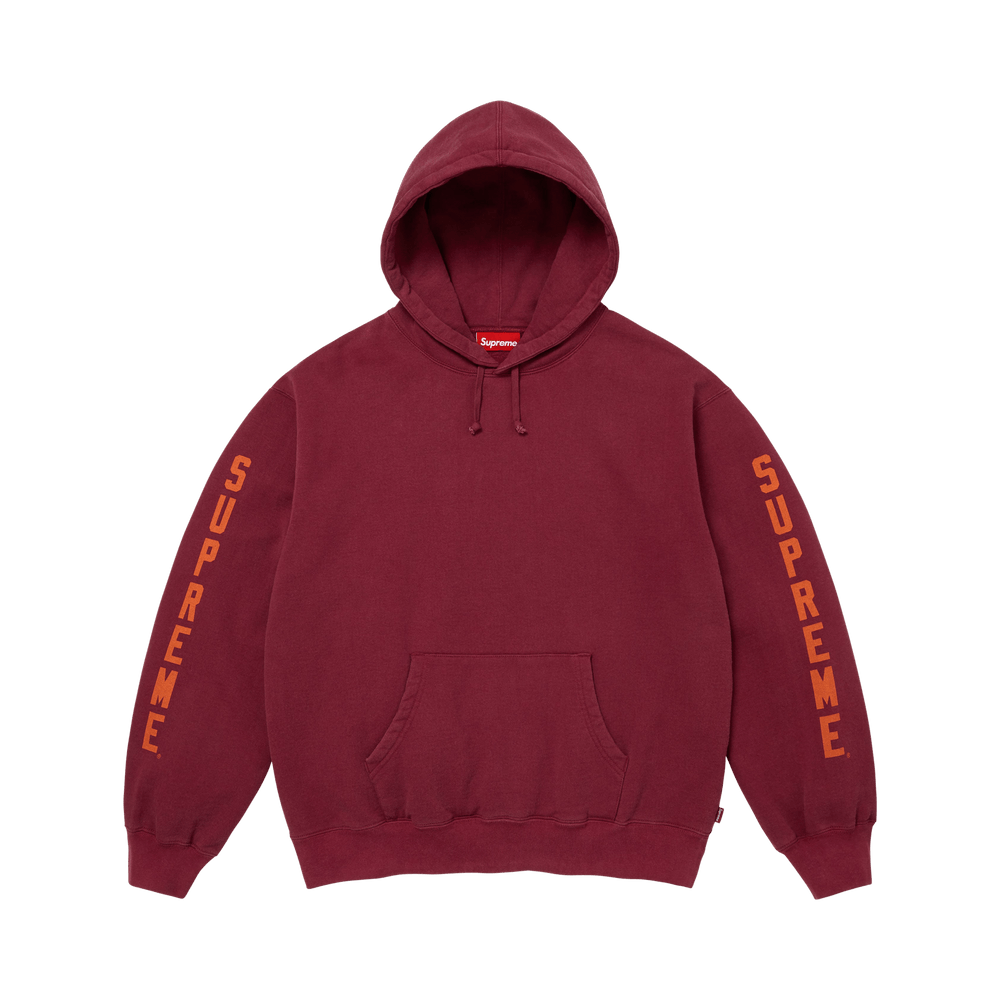 Supreme Washed Logo Hooded Sweatshirt Cardinal