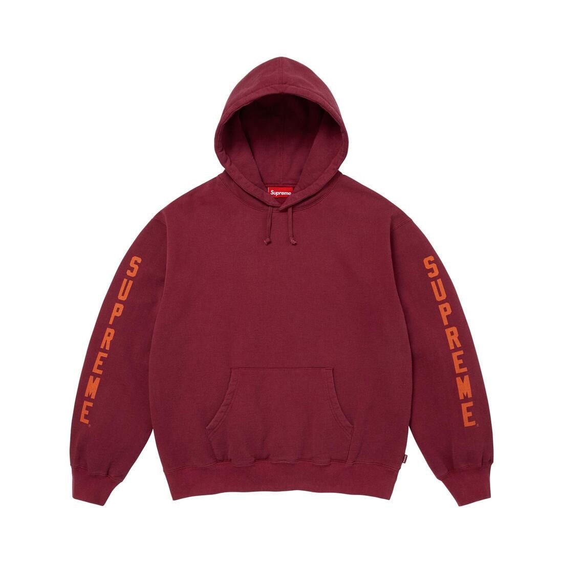 Supreme Washed Logo Hooded Sweatshirt Cardinal