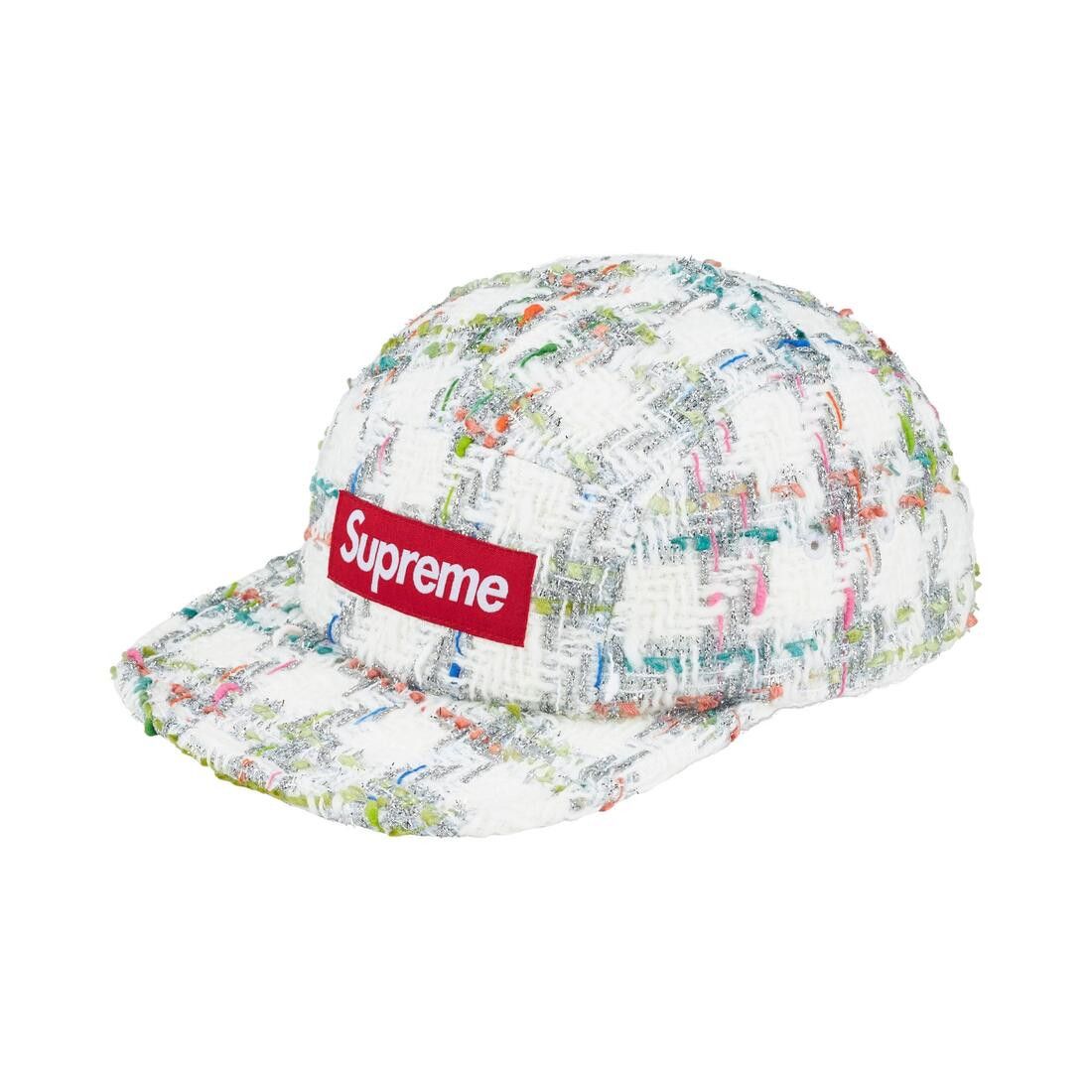 Supreme Metallic Bouclé Camp Cap White