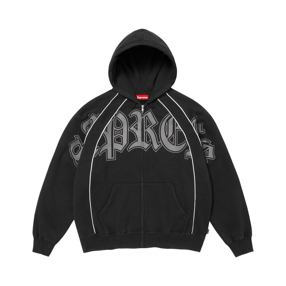 Supreme Paneled Zip Up Hooded Sweatshirt Black