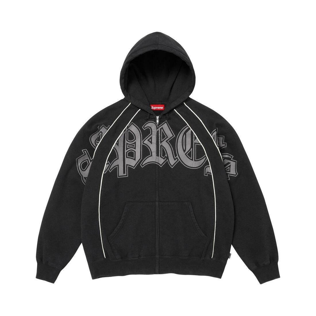 Supreme Paneled Zip Up Hooded Sweatshirt Black