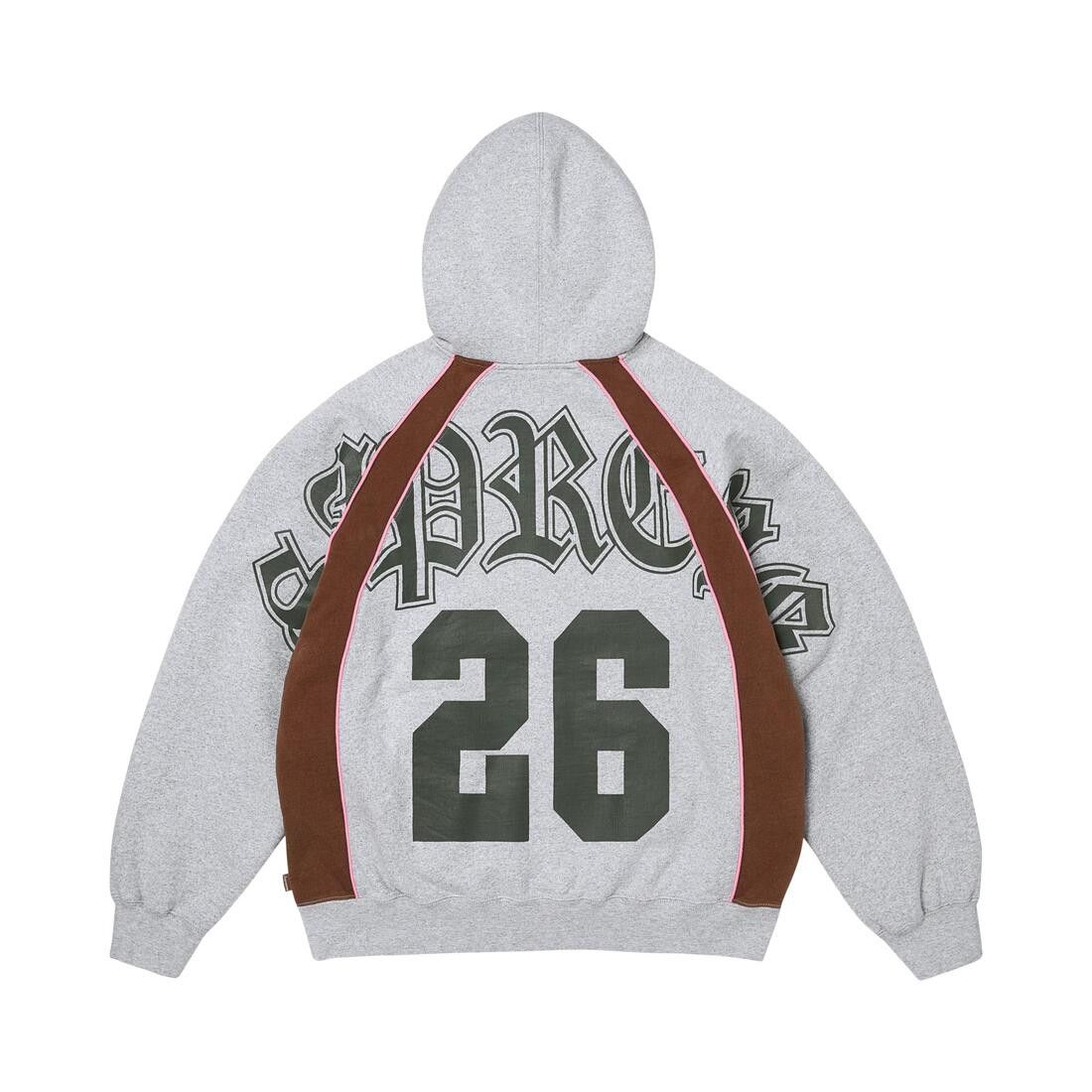 Supreme Paneled Zip Up Hooded Sweatshirt Heather Grey