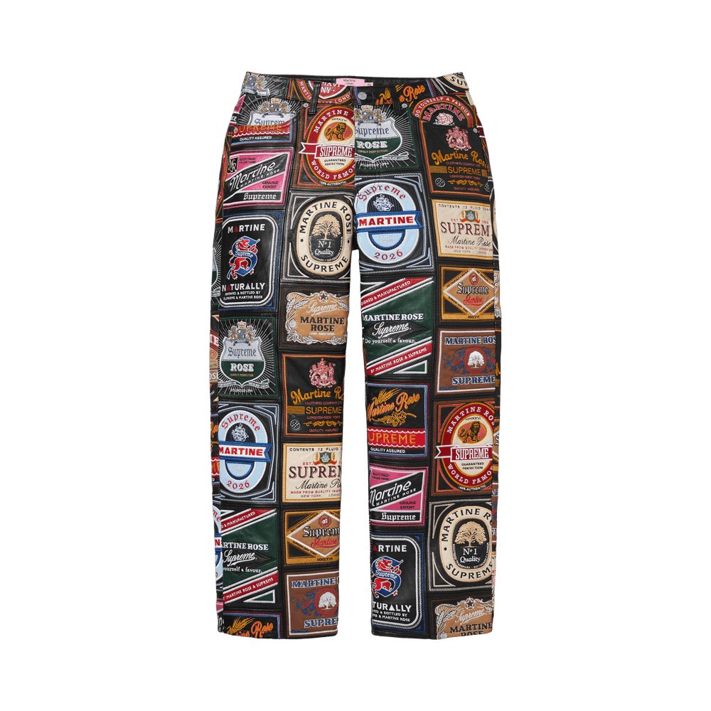 Supreme x Martine Rose Patchwork Labels Leather 5-Pocket Jean Multicolor