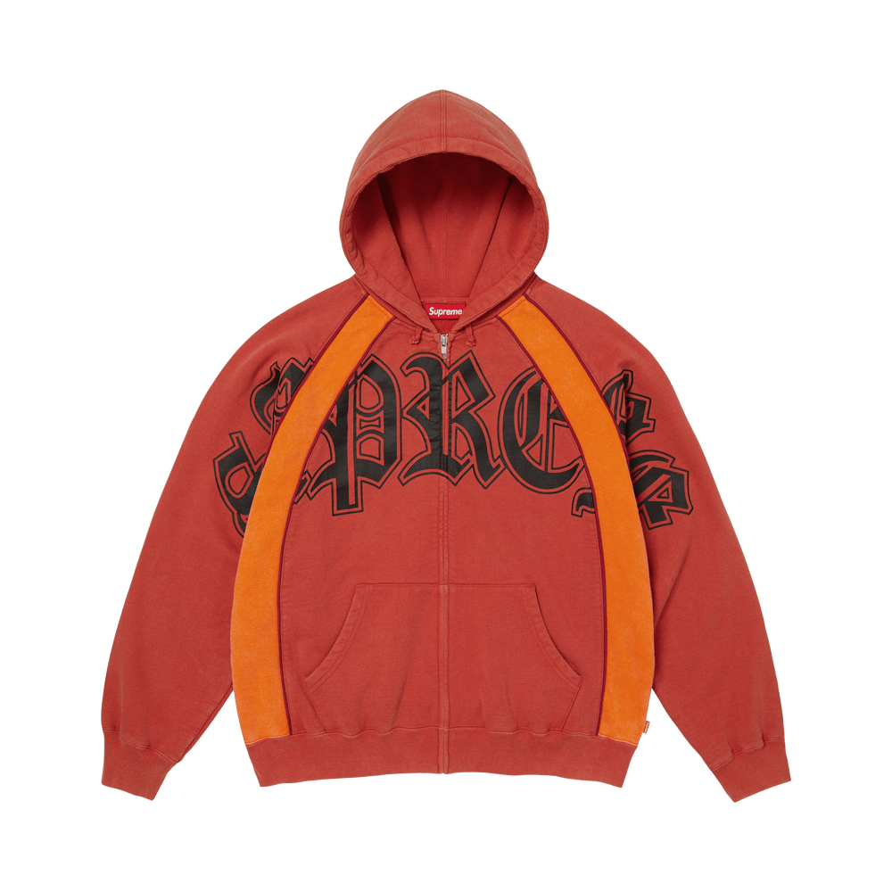 Supreme Paneled Zip Up Hooded Sweatshirt Burnt Orange