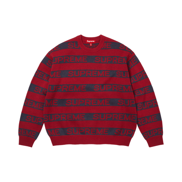 Supreme Stripe Logo Sweater Red