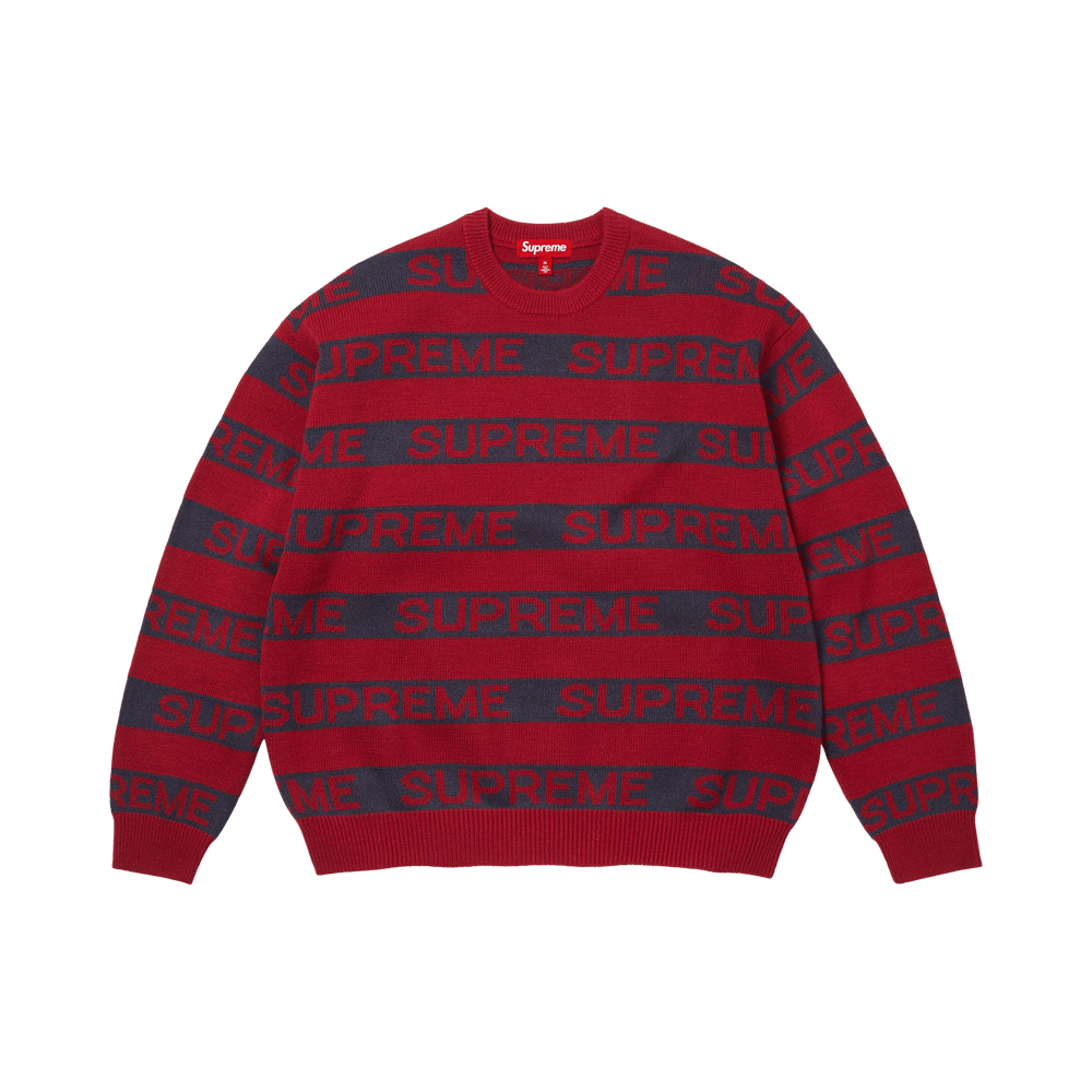 Supreme Stripe Logo Sweater Red