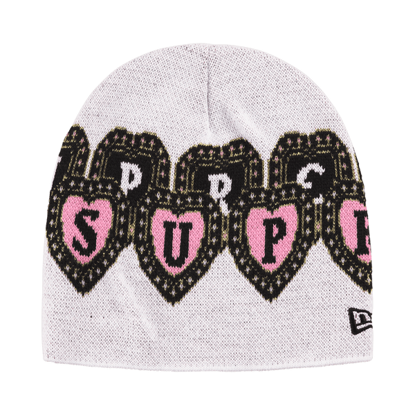 Supreme New Era Hearts Beanie White