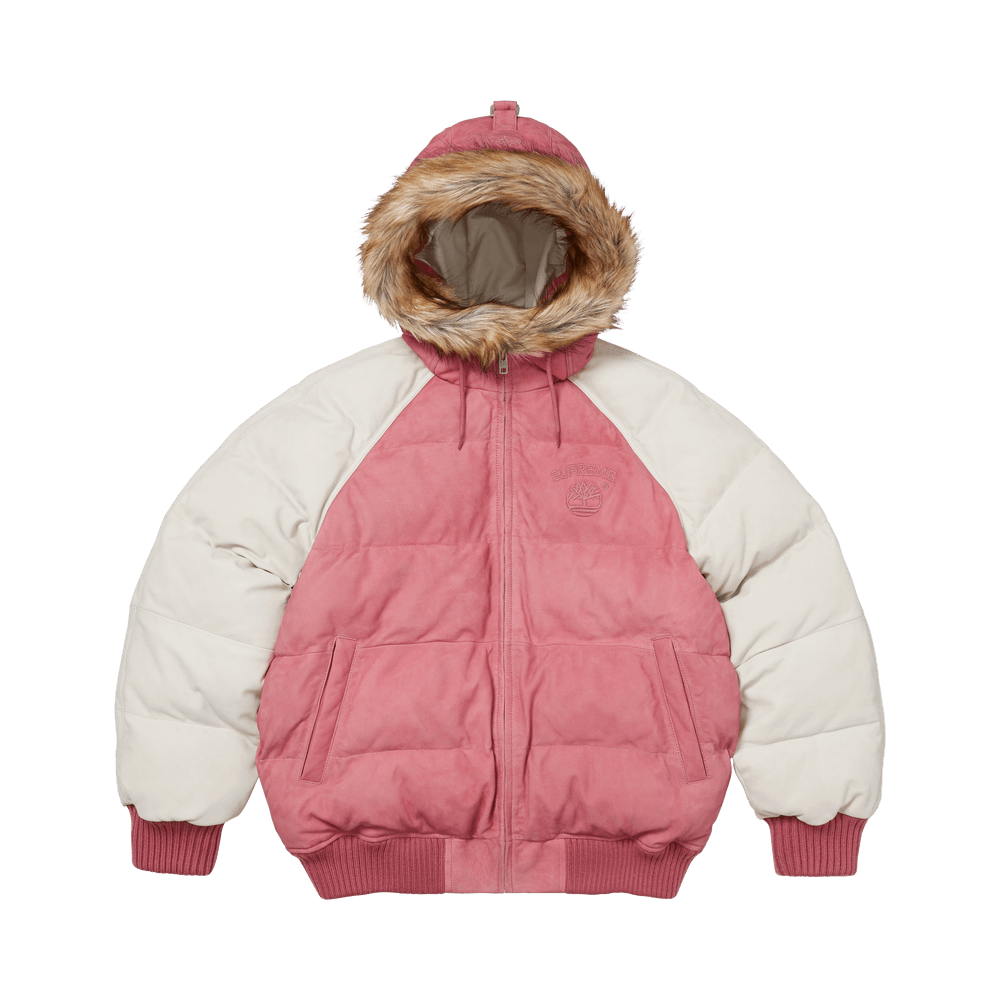 Supreme x Timberland Suede Puffer Jacket Pink
