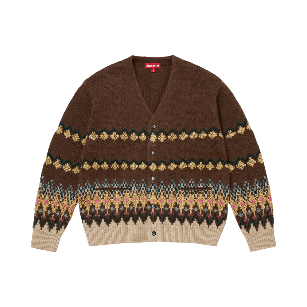 Supreme Metallic Fair Isle Cardigan Brown