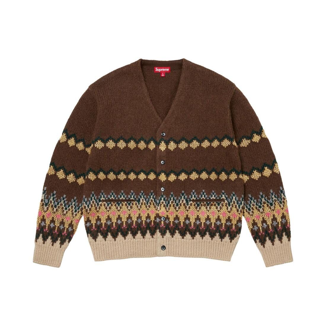 Supreme Metallic Fair Isle Cardigan Brown