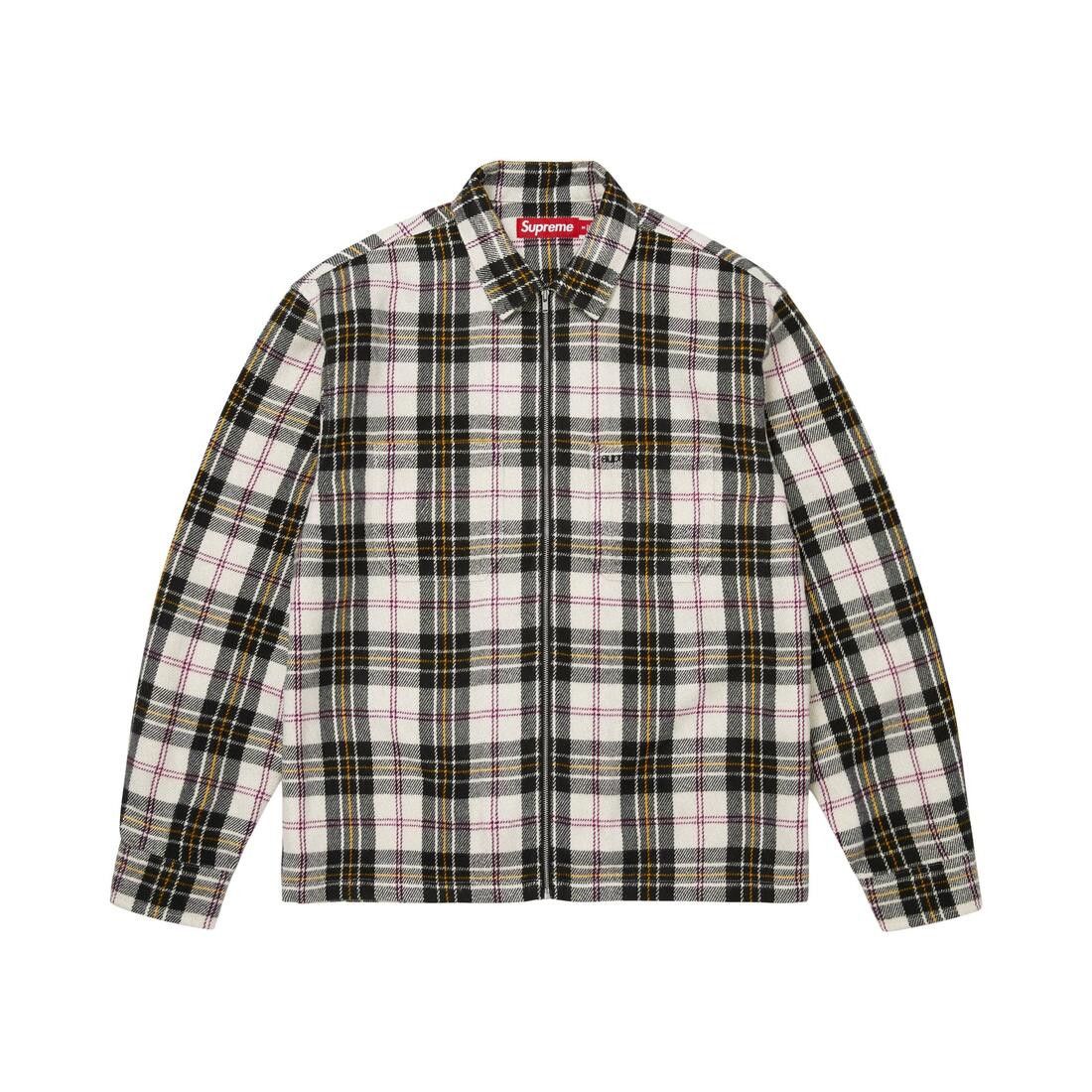 Supreme Metallic Flannel Zip Up Shirt White