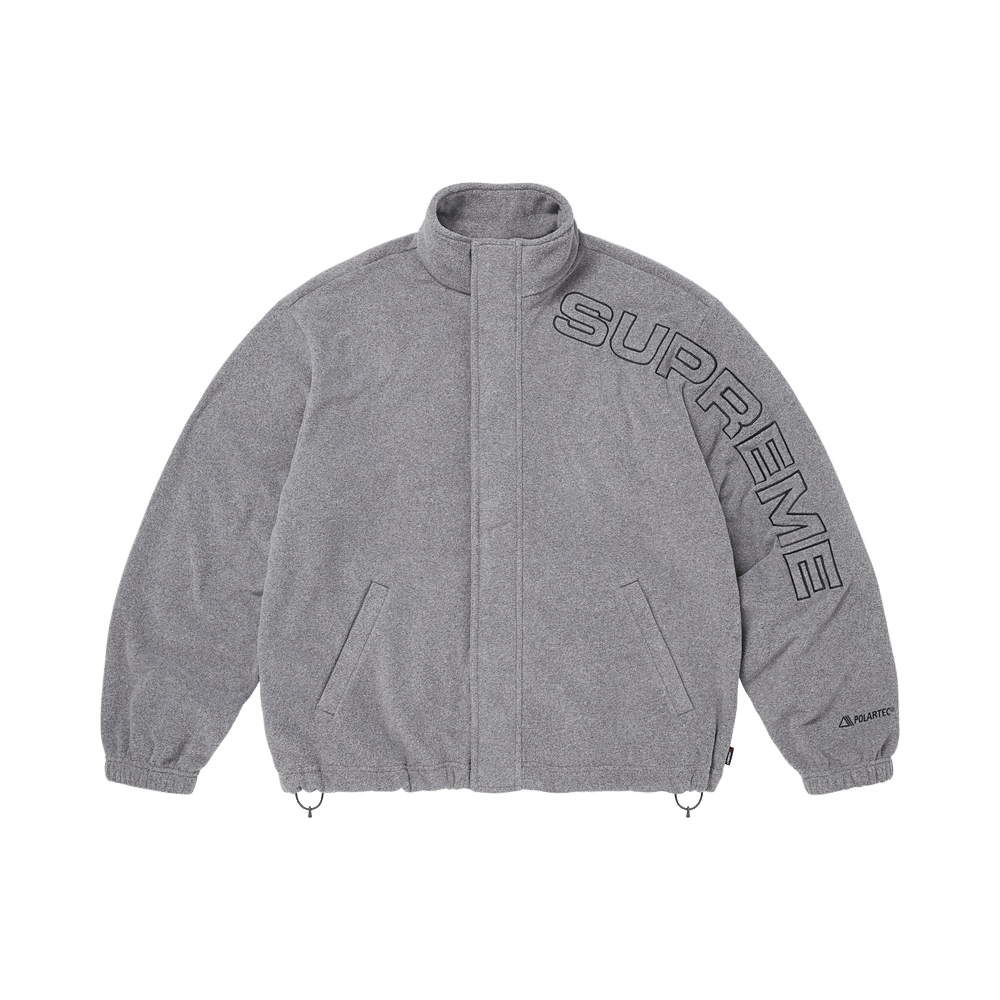 Supreme Spellout Embroidered Polartec Jacket Grey