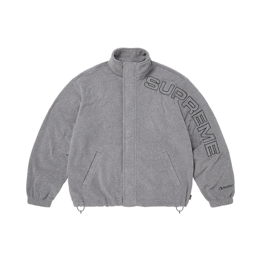 Supreme Spellout Embroidered Polartec Jacket Grey