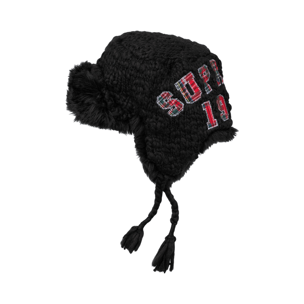 Supreme Crochet Earflap Beanie Black