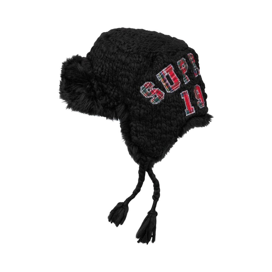 Supreme Crochet Earflap Beanie Black