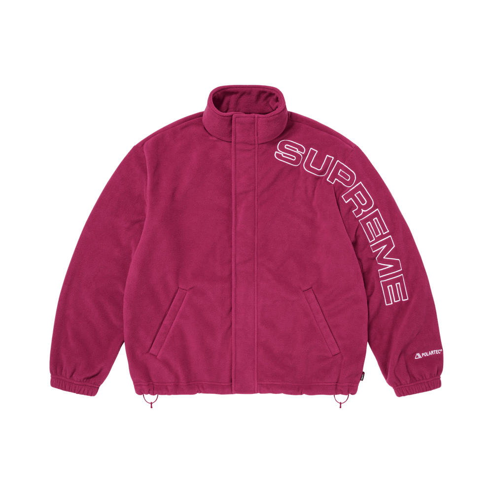 Supreme Spellout Embroidered Polartec Jacket Raspberry