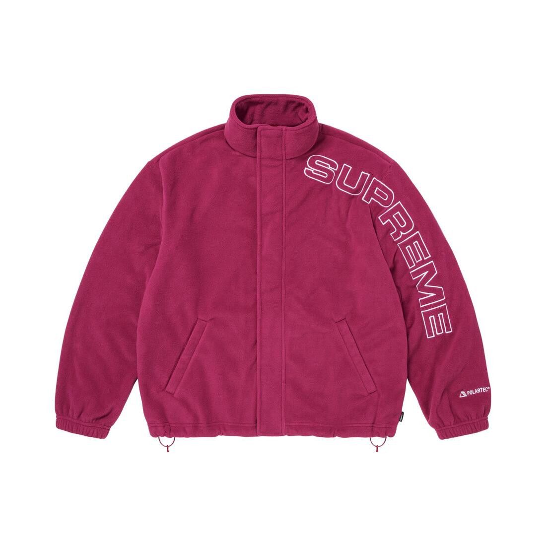 Supreme Spellout Embroidered Polartec Jacket Raspberry