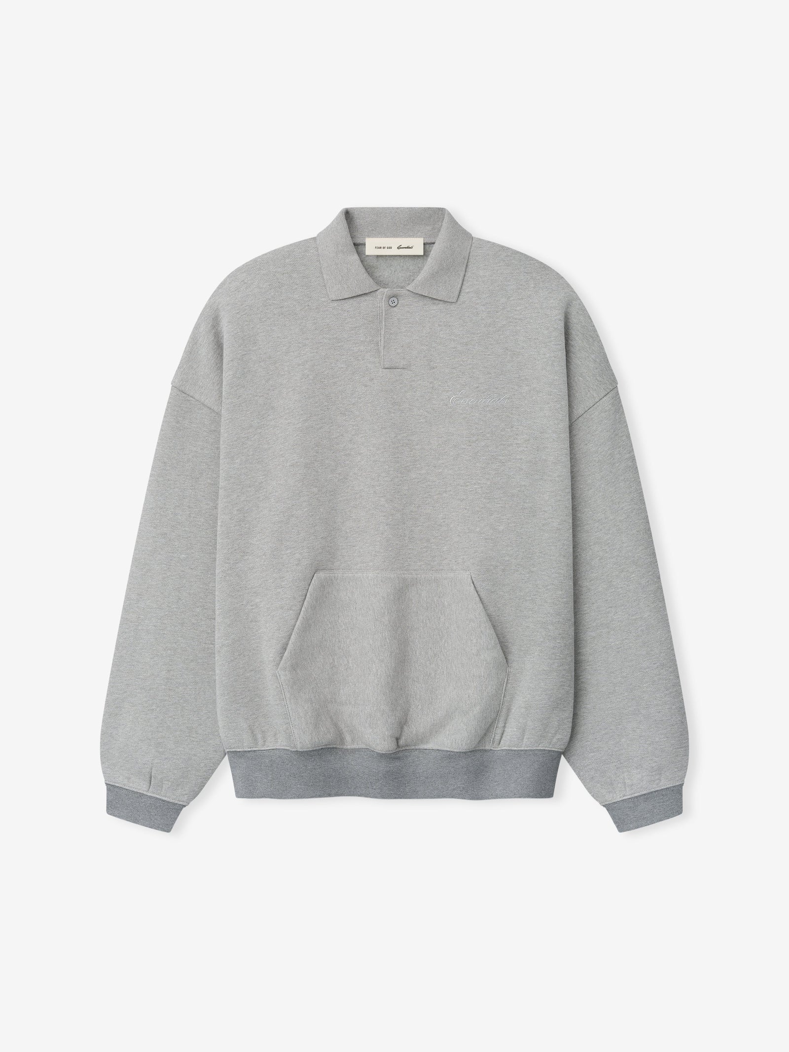 Fear of God Essentials Signature 90s Polo Sweatshirt Concrete Heather