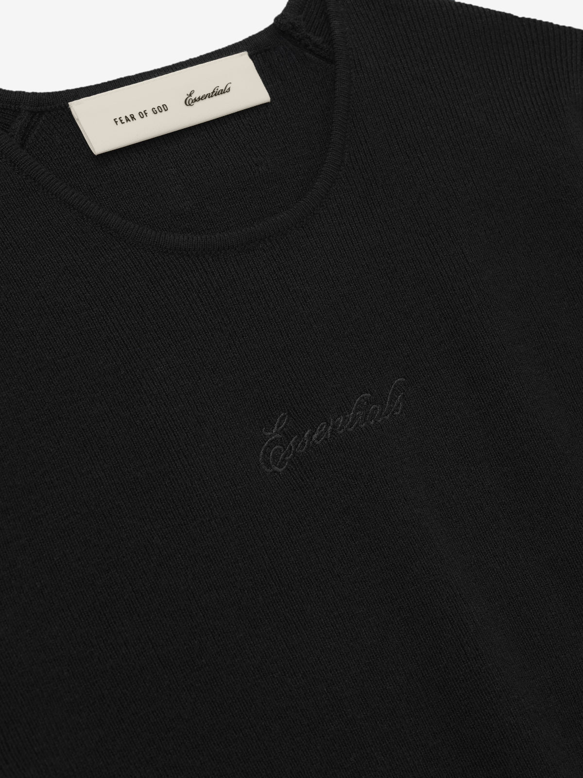 Fear of God Essentials Women's Signature Rib Knit Fitted Short Sleeve Tee Vintage Black