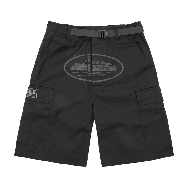 Corteiz - Alcatraz Cargo Shorts (Triple Black)