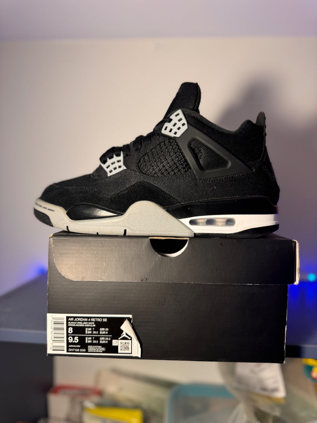 [USED A+] Jordan 4 Retro SE ‘Black Canvas’ - 8 US (9.5 Women&#39;s)