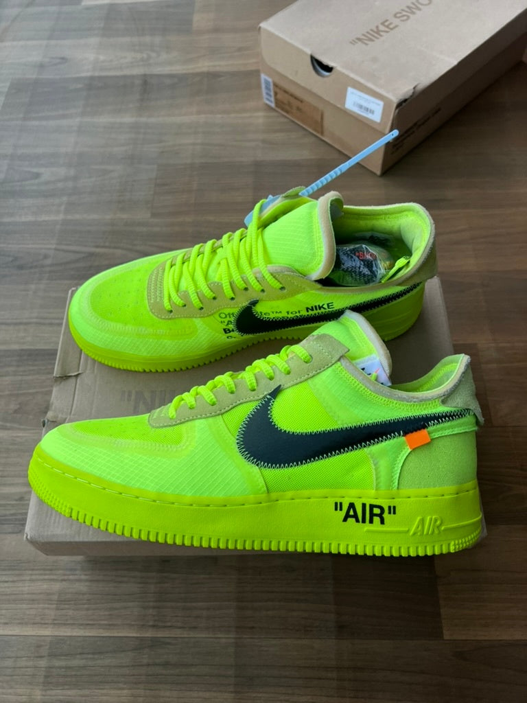 [USED A+] Nike Air Force 1 Low x Off-White &#39;Volt&#39; - 12 US (13.5 Women&#39;s)